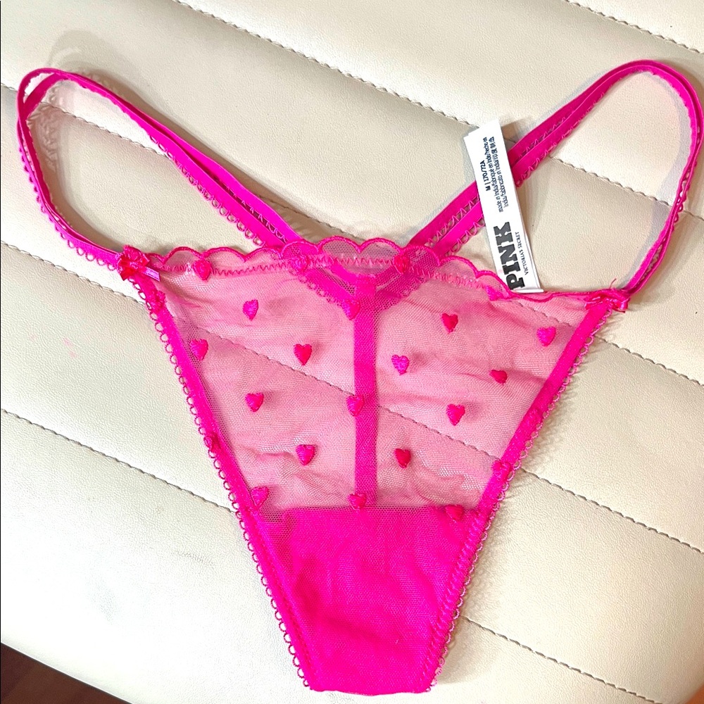 Victoria's Secret Hot Pink Heart Mesh Panty